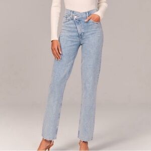 Abercrombie & Fitch Curve Love 90s Straight Ultra High Rise CrissCross Jeans